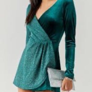 Francescas Isabel Glitter Velvet Romper Holiday XS
